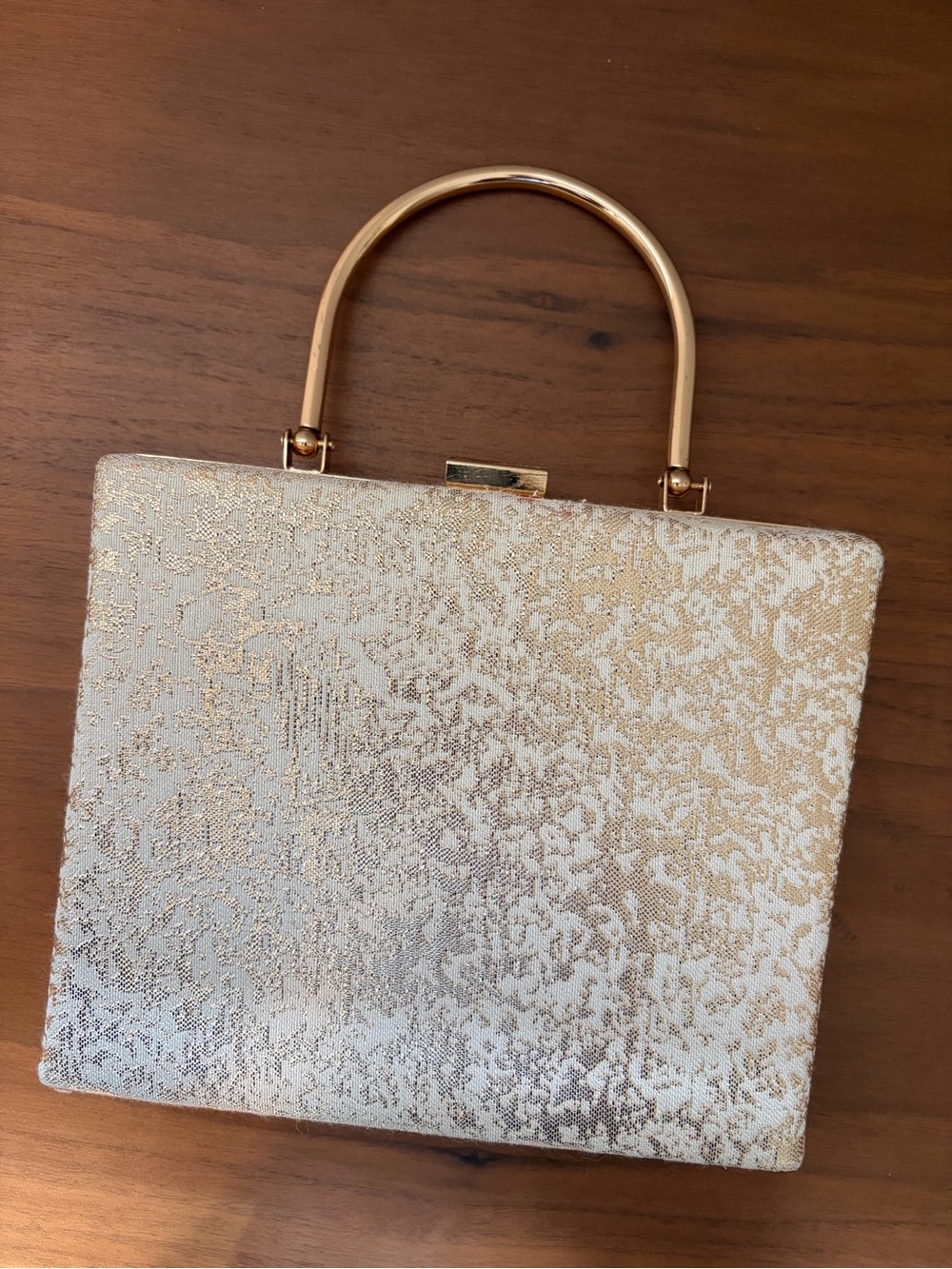 Antonio Melani Gold and Cream Top-Handle Evening Bag